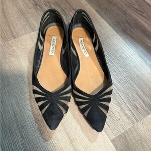 Aquazzura Black and Tan Flats